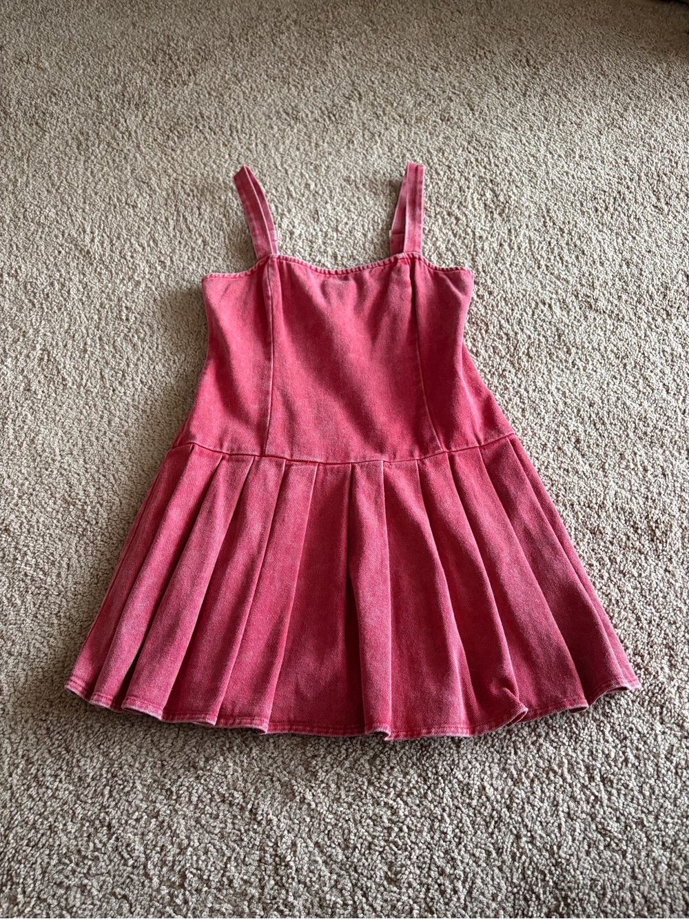 Forever 21 Red Pleated Denim Dress
